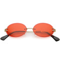 Retro Small Round Oval Color Tone Rimless Sunglasses C757