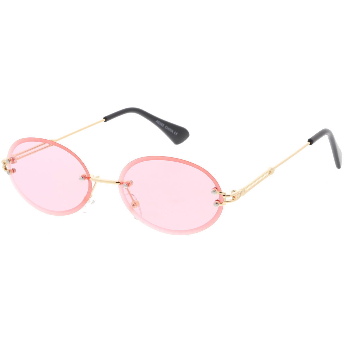 Retro Small Round Oval Color Tone Rimless Sunglasses C757