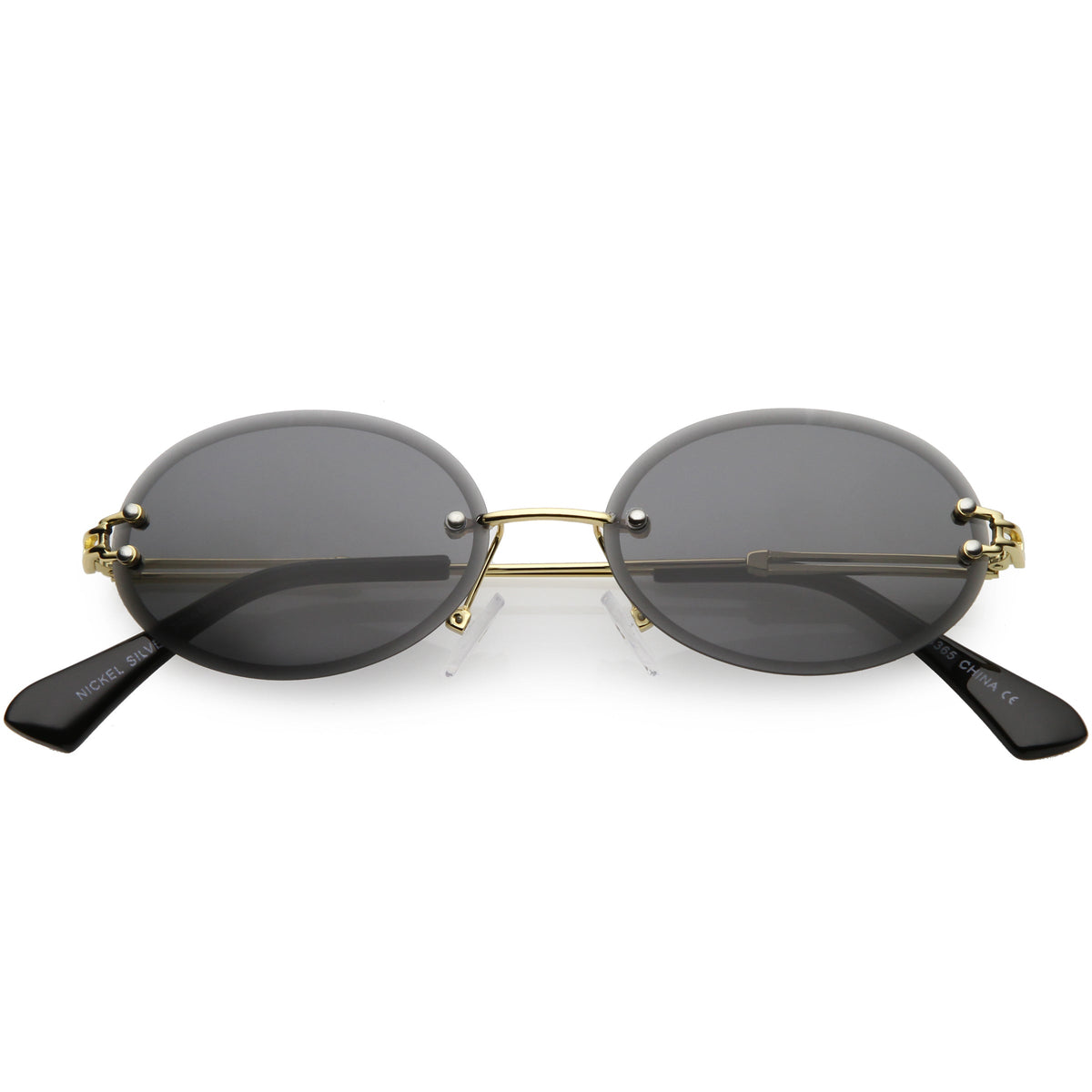 Retro Small Round Oval Color Tone Rimless Sunglasses C757