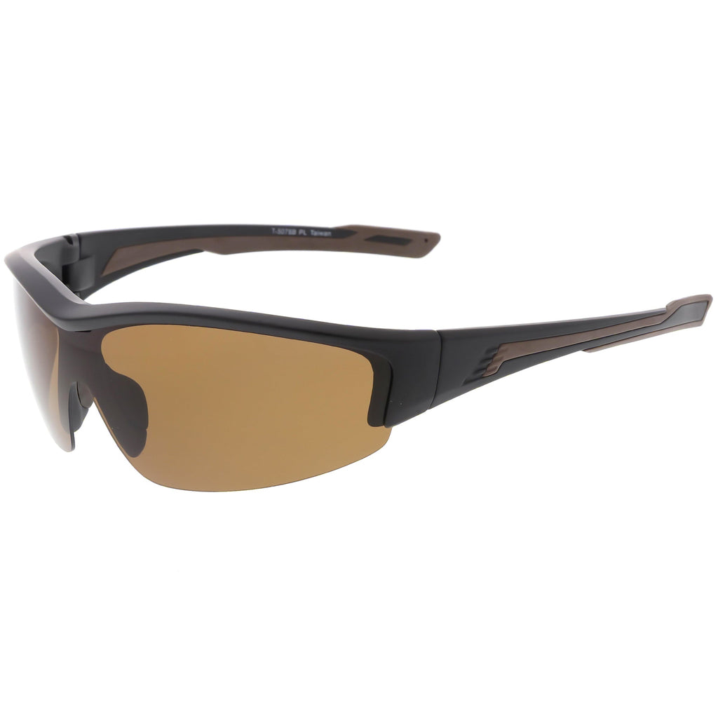 Performance TR-90 Semi Rimless Sports Wrap Polarized Sunglasses C801