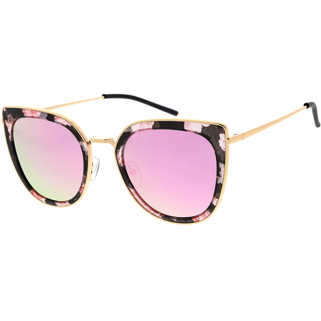 Women's Oversize Polarized Cat Eye Metal Frame Sunglasses C822