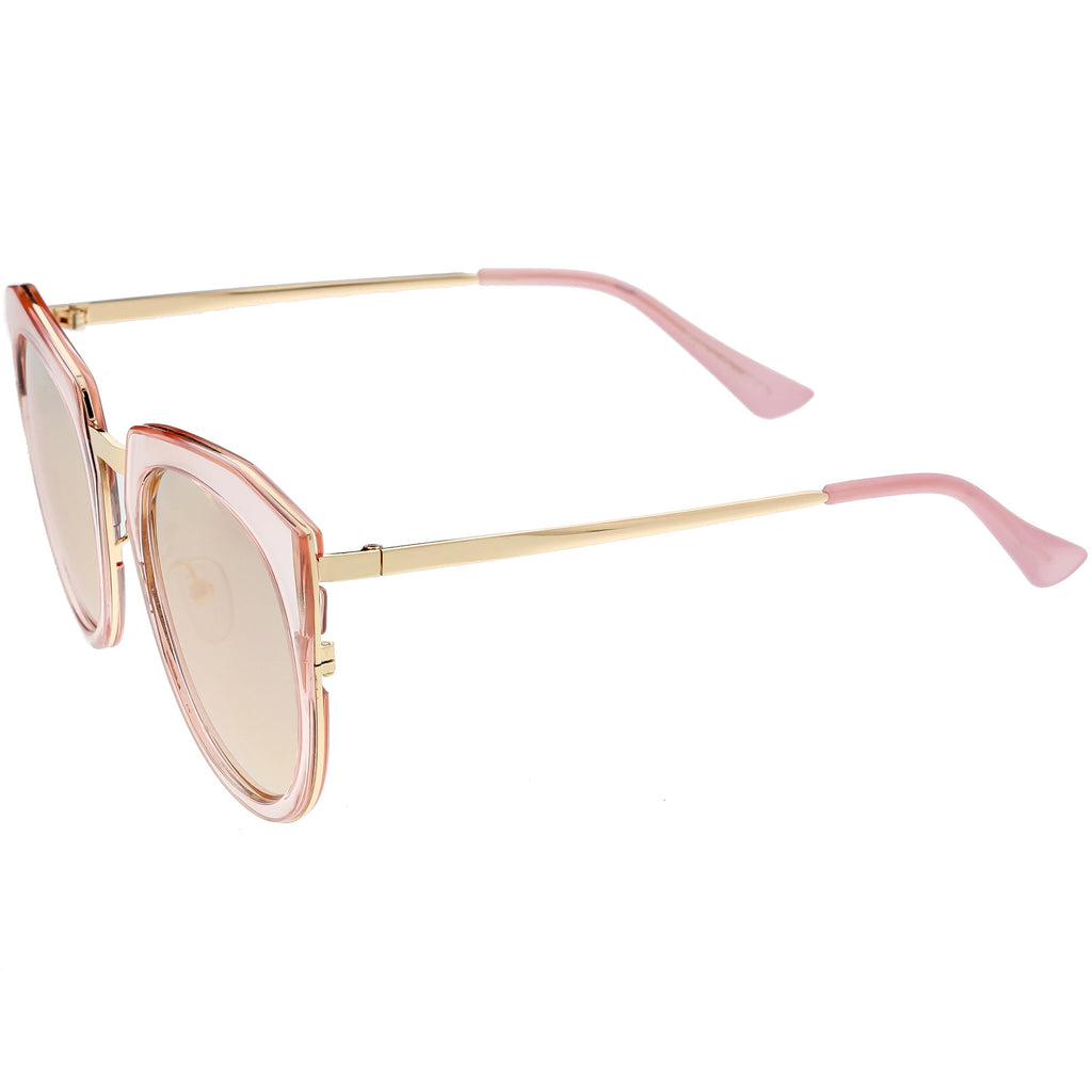 Women's Polarized Round Cat Eye Mirrored Lens Sunglasses C823