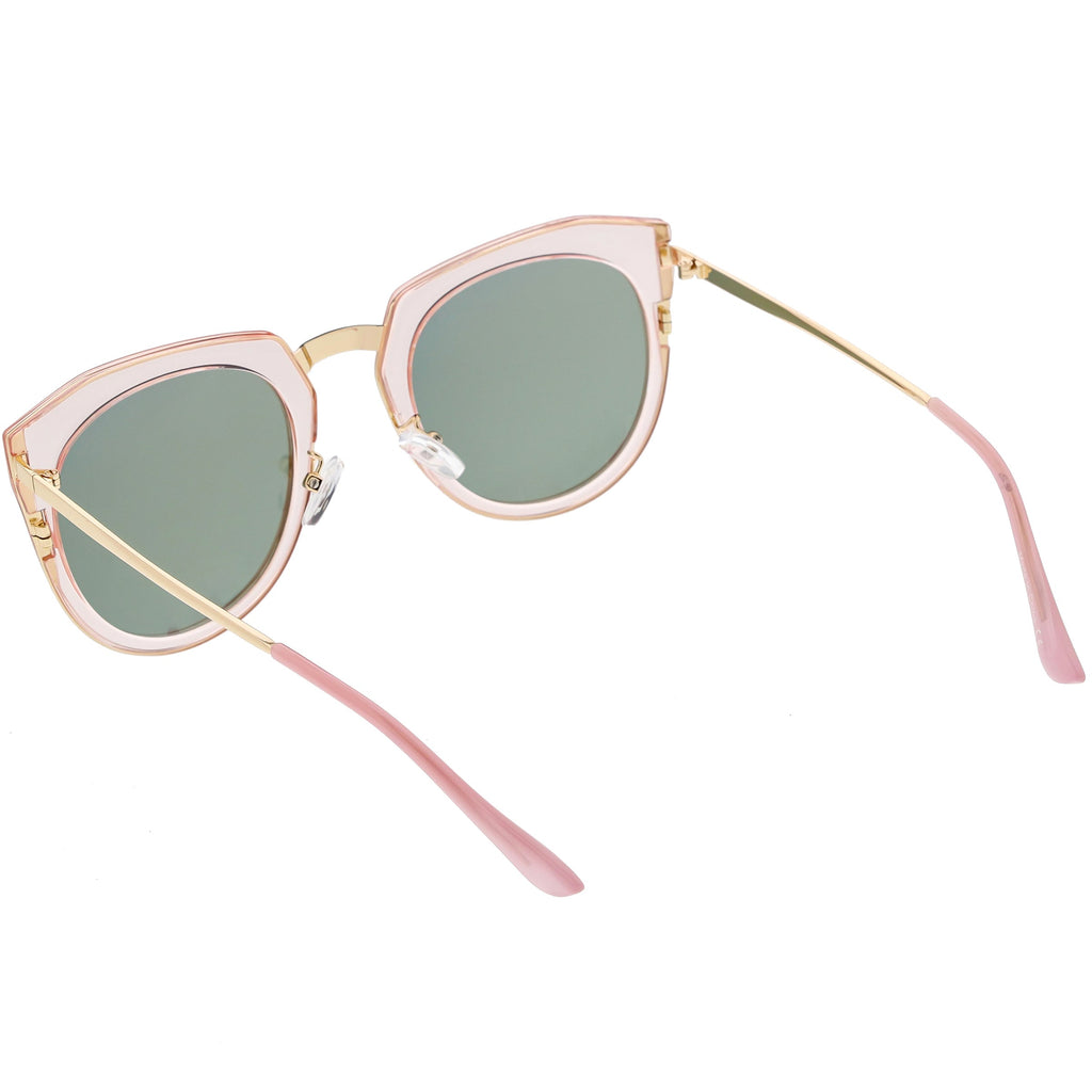 Women's Polarized Round Cat Eye Mirrored Lens Sunglasses C823