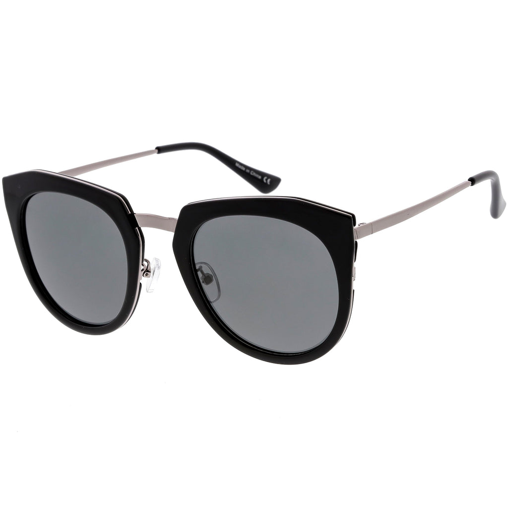 Women's Polarized Round Cat Eye Mirrored Lens Sunglasses C823