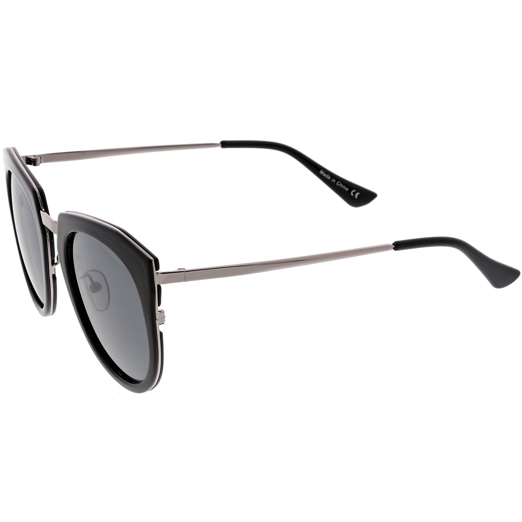 Women's Polarized Round Cat Eye Mirrored Lens Sunglasses C823