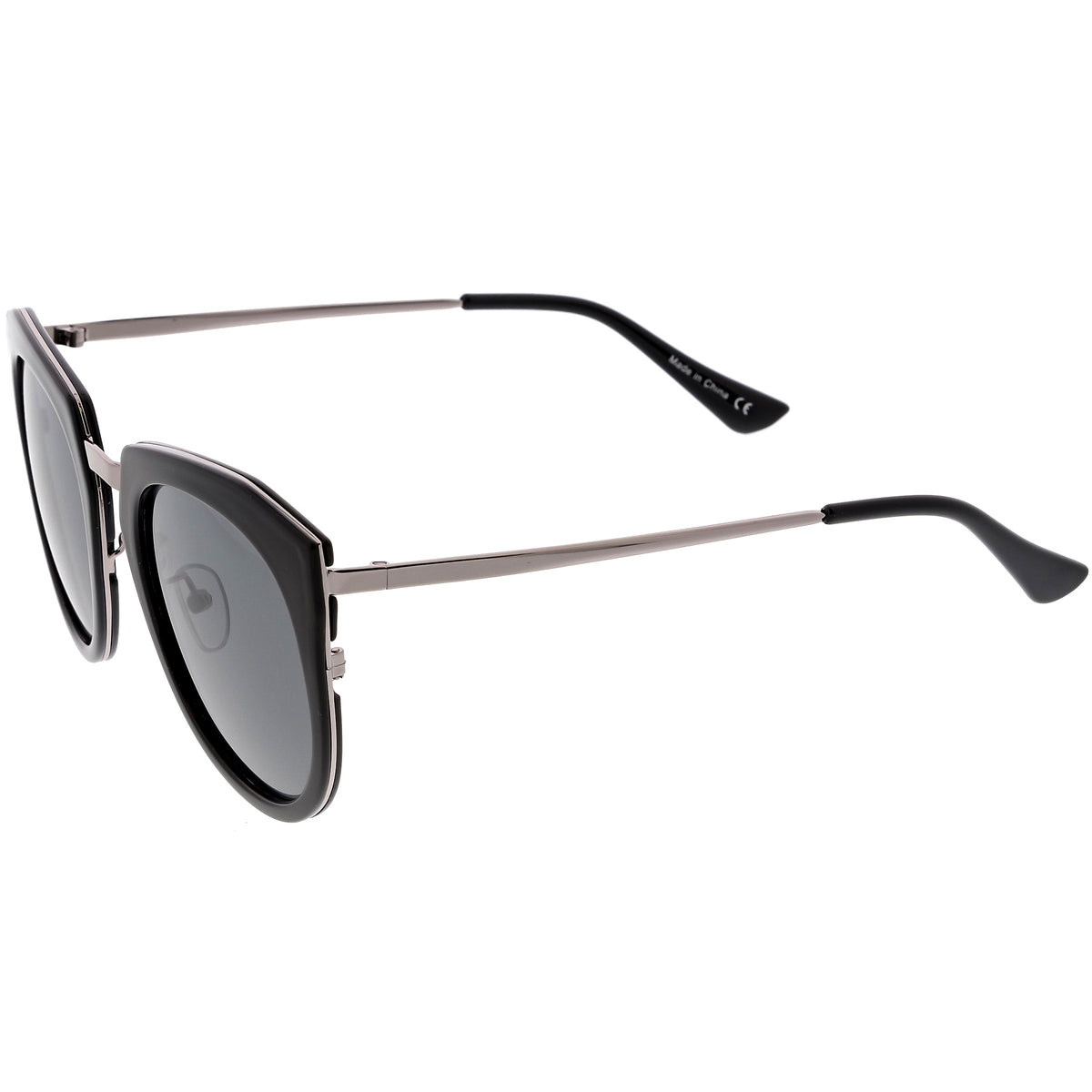 Women's Polarized Round Cat Eye Mirrored Lens Sunglasses C823