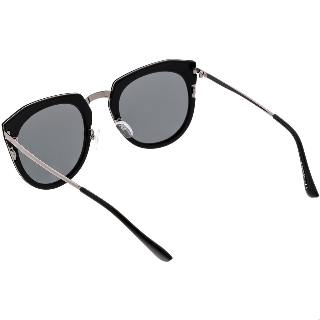 Women's Polarized Round Cat Eye Mirrored Lens Sunglasses C823