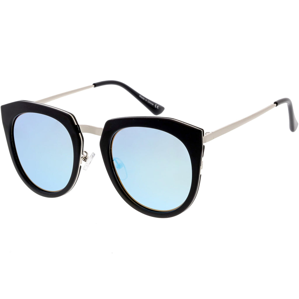 Women's Polarized Round Cat Eye Mirrored Lens Sunglasses C823