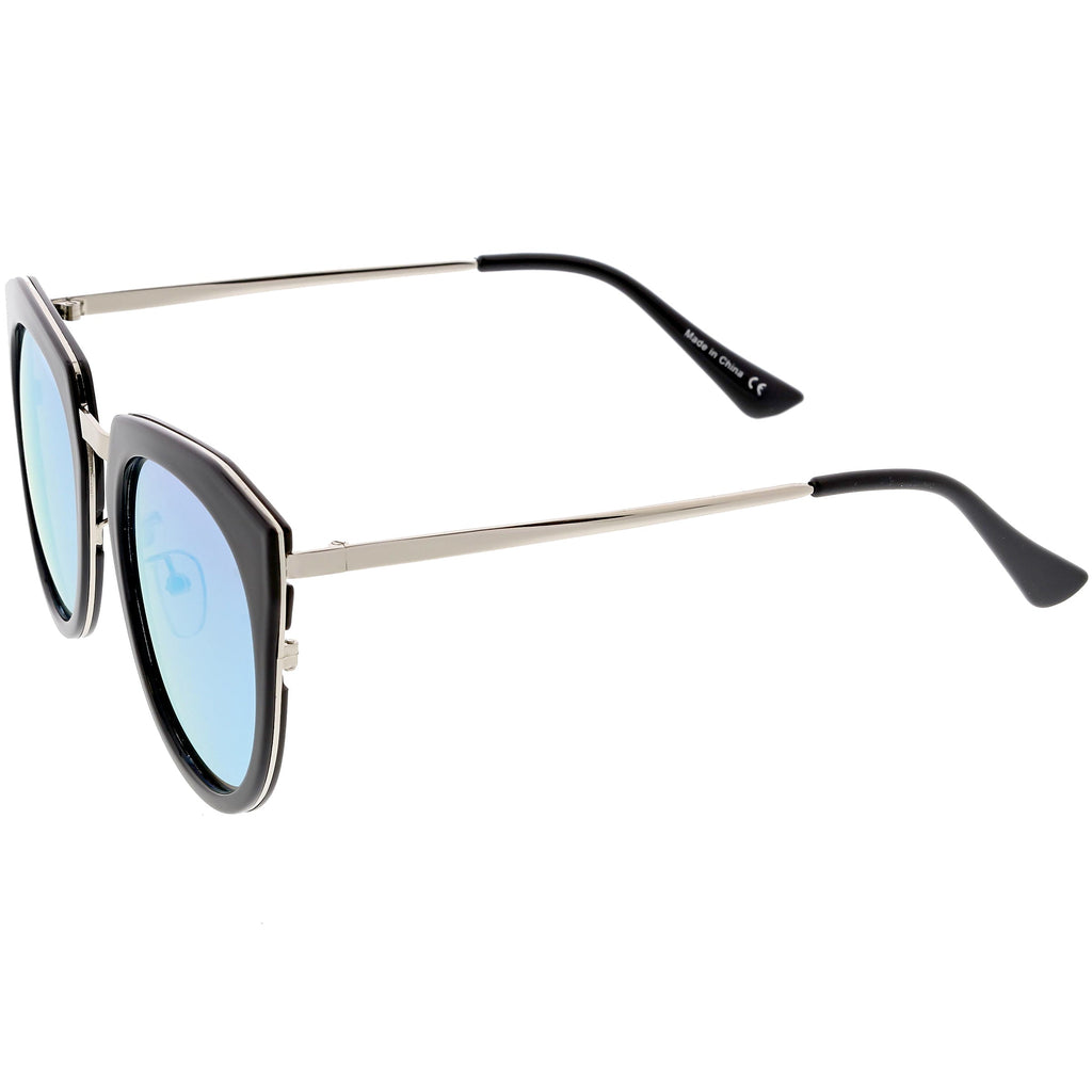 Women's Polarized Round Cat Eye Mirrored Lens Sunglasses C823