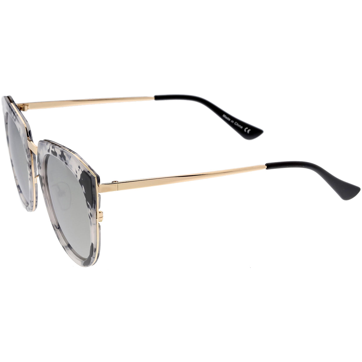 Women's Polarized Round Cat Eye Mirrored Lens Sunglasses C823