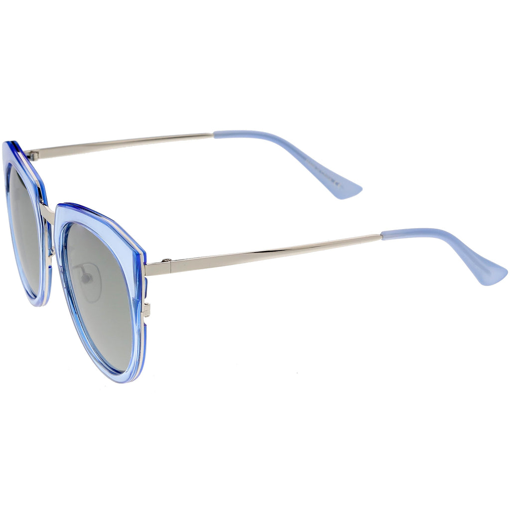 Women's Polarized Round Cat Eye Mirrored Lens Sunglasses C823