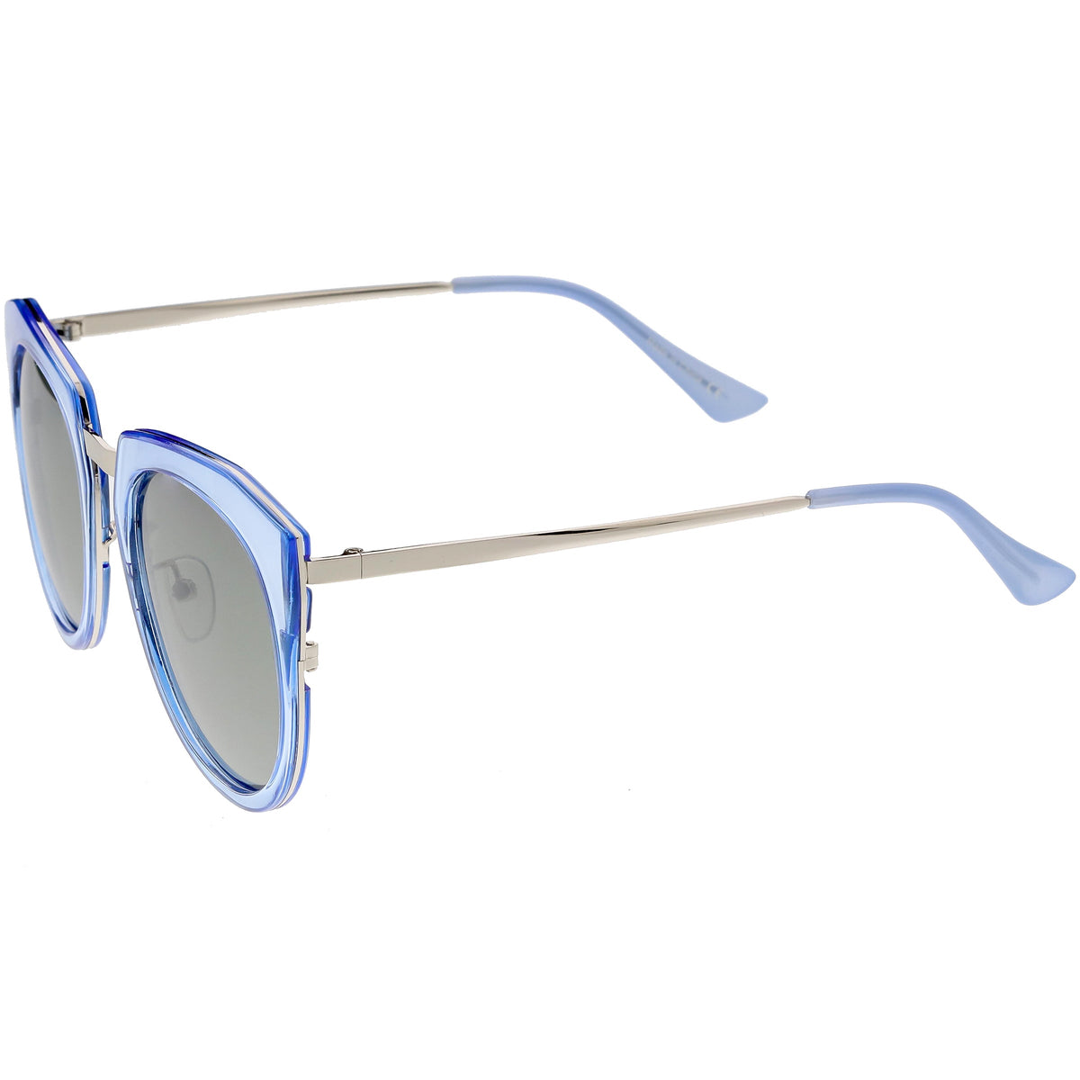 Women's Polarized Round Cat Eye Mirrored Lens Sunglasses C823