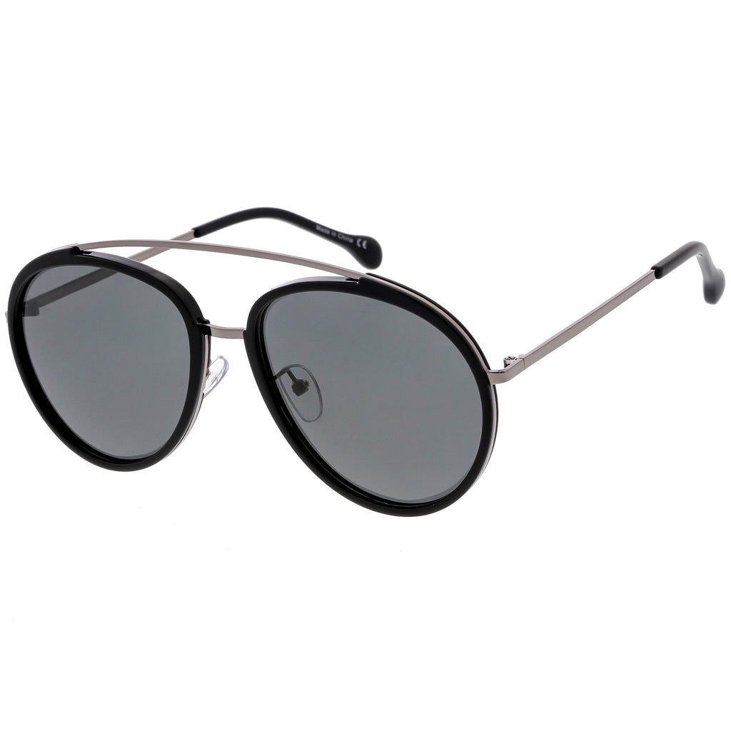 Round Dapper Tear Drop Polarized Mirrored Lens Aviator Sunglasses C825