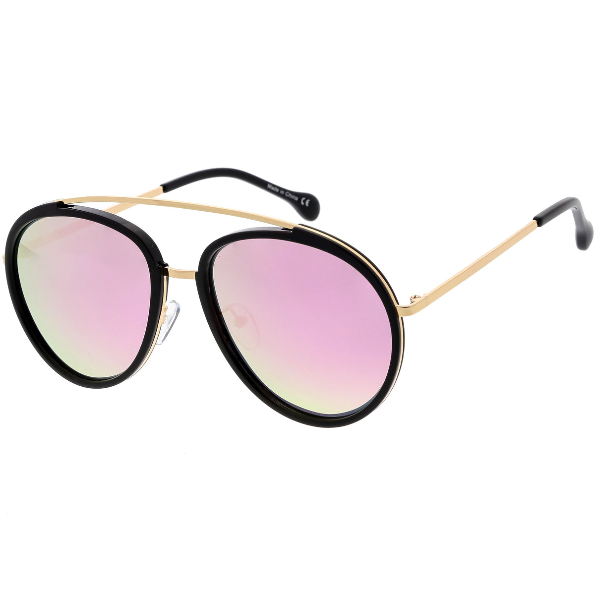 Round Dapper Tear Drop Polarized Mirrored Lens Aviator Sunglasses C825