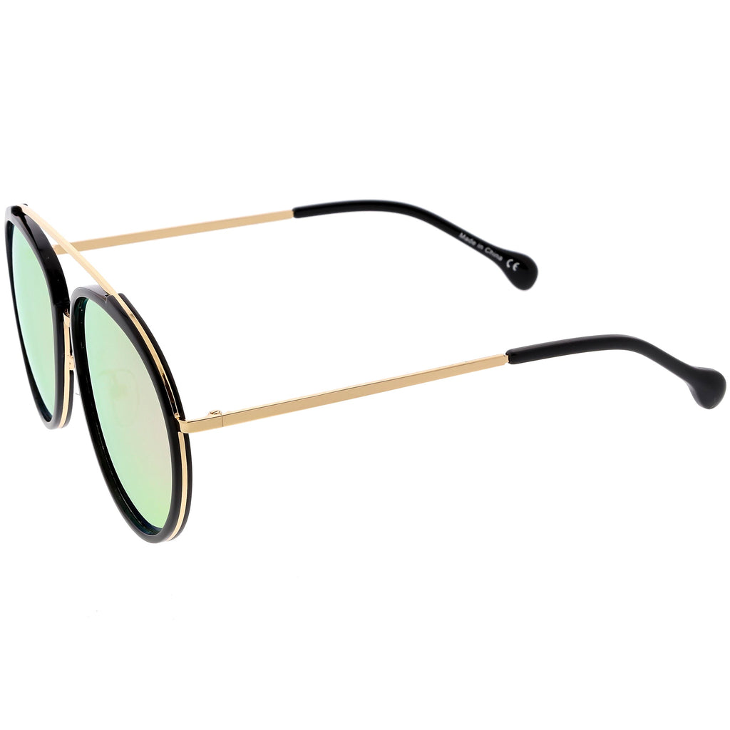 Round Dapper Tear Drop Polarized Mirrored Lens Aviator Sunglasses C825