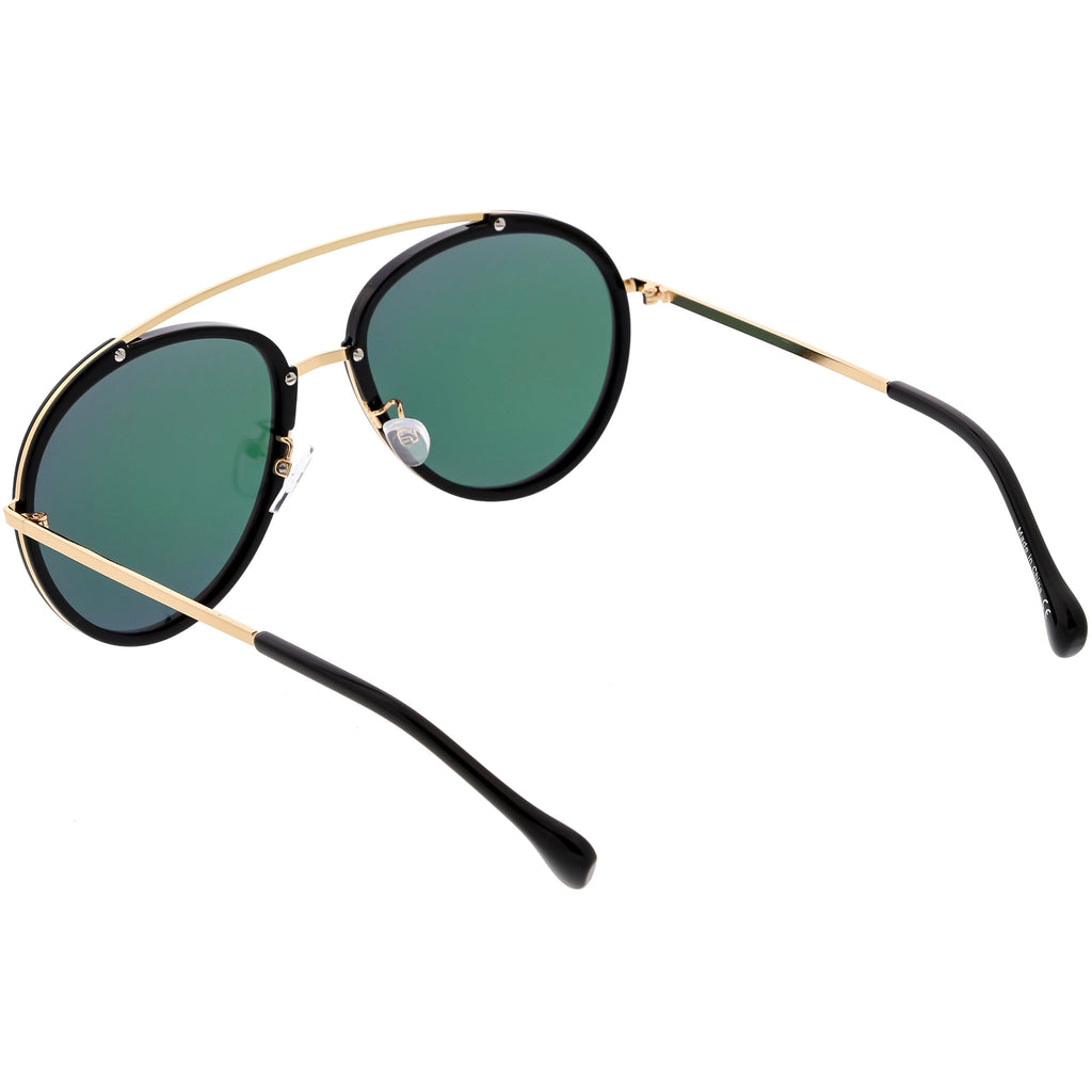 Round Dapper Tear Drop Polarized Mirrored Lens Aviator Sunglasses C825