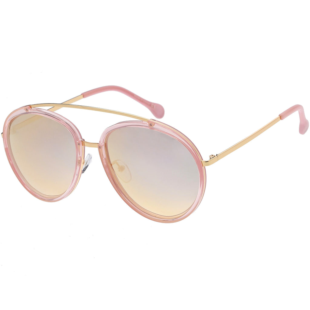 Round Dapper Tear Drop Polarized Mirrored Lens Aviator Sunglasses C825