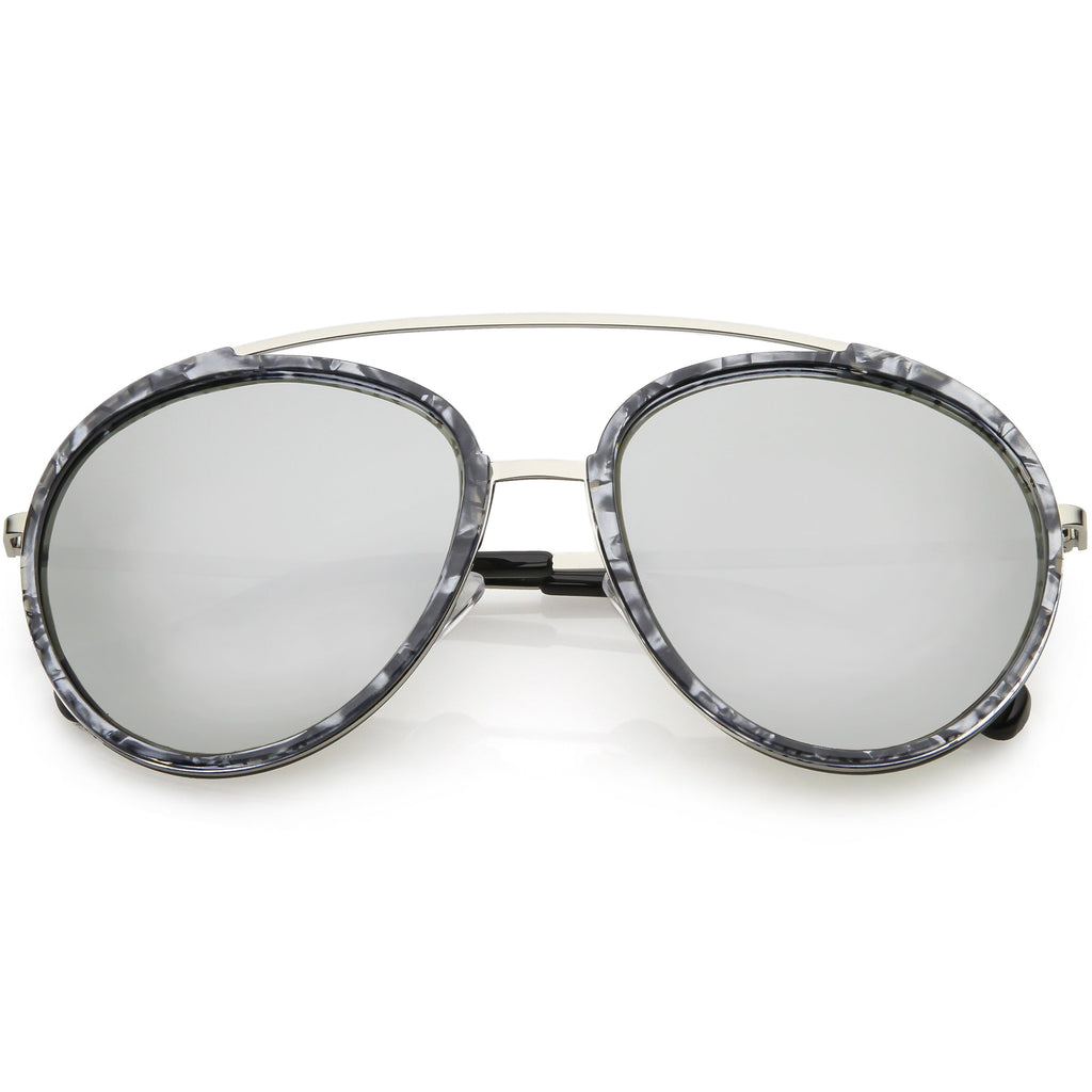 Round Dapper Tear Drop Polarized Mirrored Lens Aviator Sunglasses C825