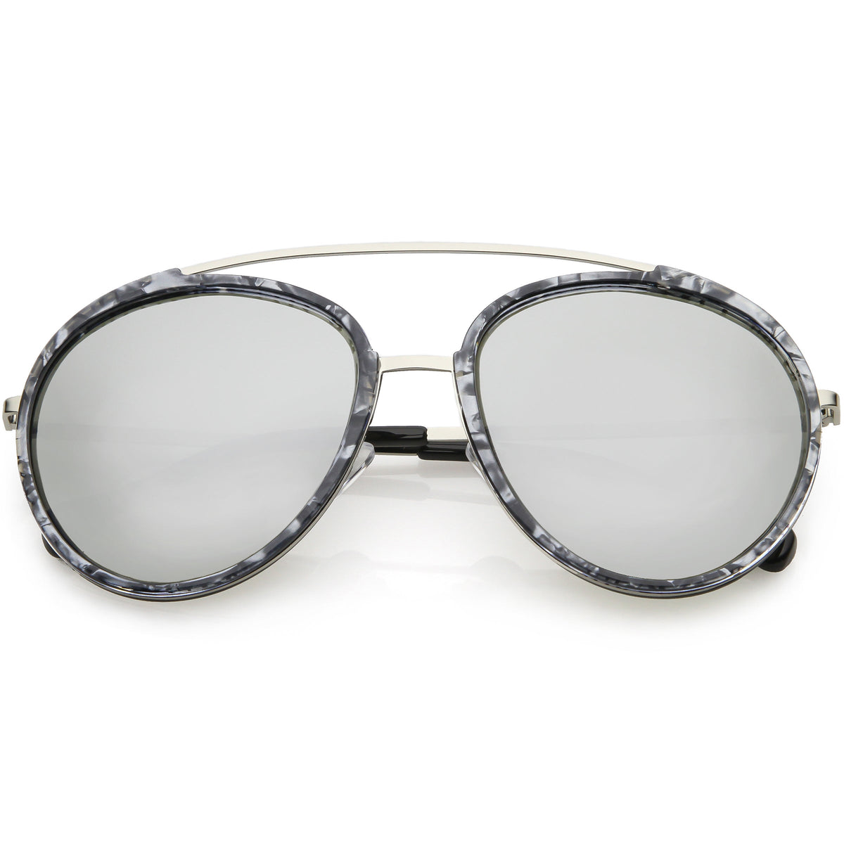Round Dapper Tear Drop Polarized Mirrored Lens Aviator Sunglasses C825