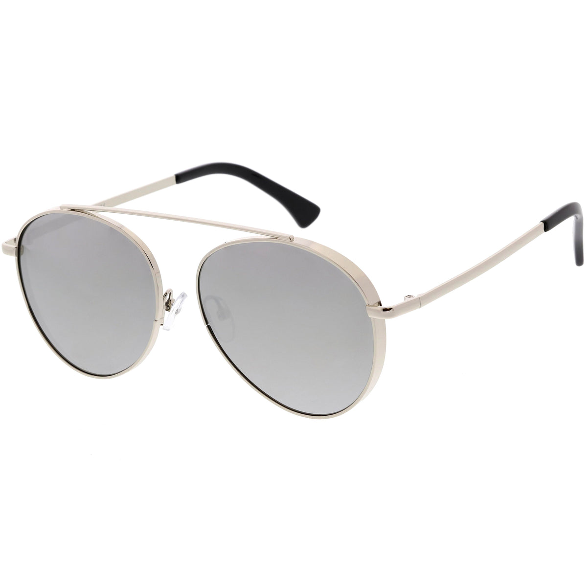 Oversize Retro Modern Round Top Bar Flat Lens Aviator Sunglasses C826