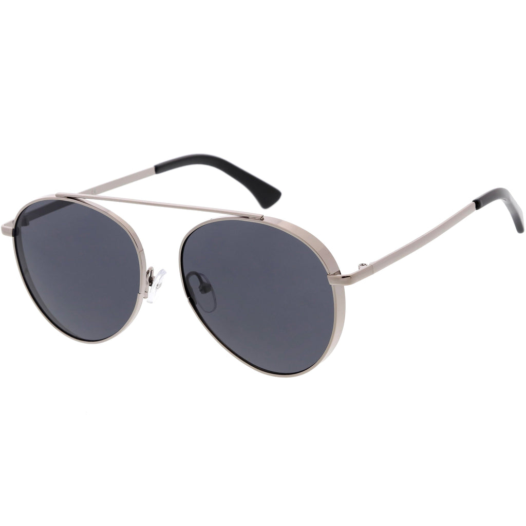 Oversize Retro Modern Round Top Bar Flat Lens Aviator Sunglasses C826