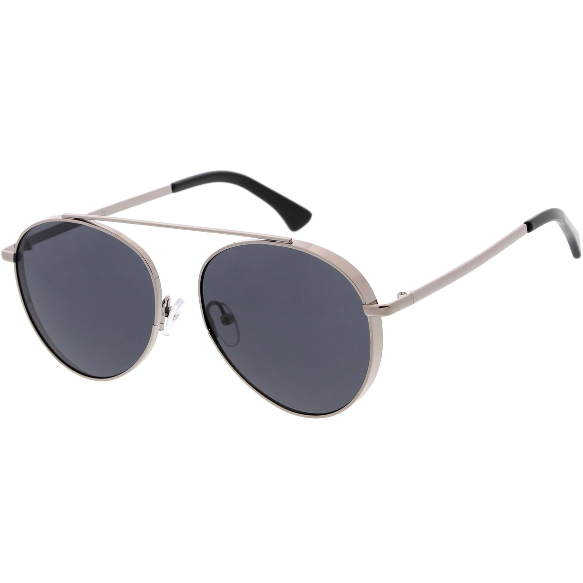 Oversize Retro Modern Round Top Bar Flat Lens Aviator Sunglasses C826