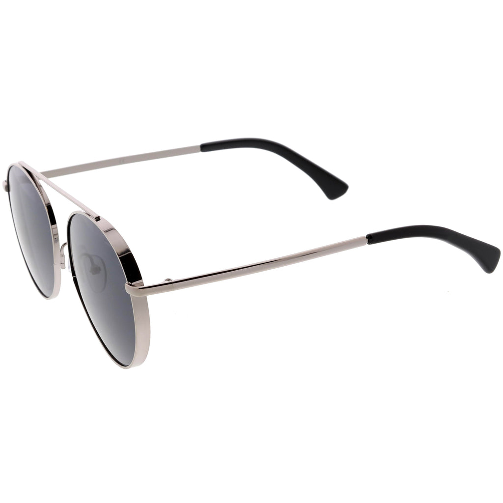Oversize Retro Modern Round Top Bar Flat Lens Aviator Sunglasses C826