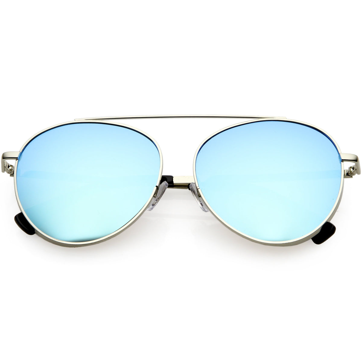Oversize Retro Modern Round Top Bar Flat Lens Aviator Sunglasses C826