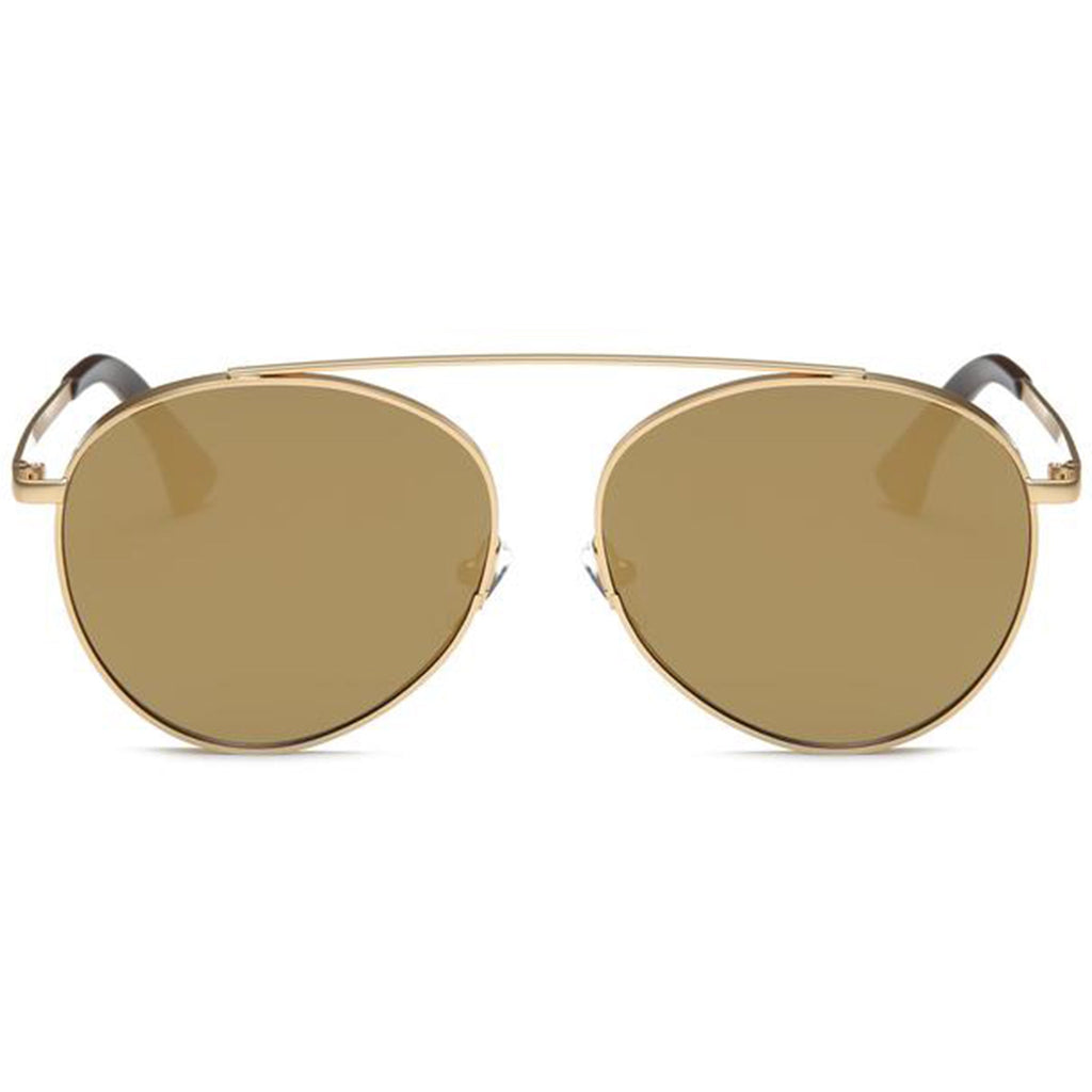 Oversize Retro Modern Round Top Bar Flat Lens Aviator Sunglasses C826