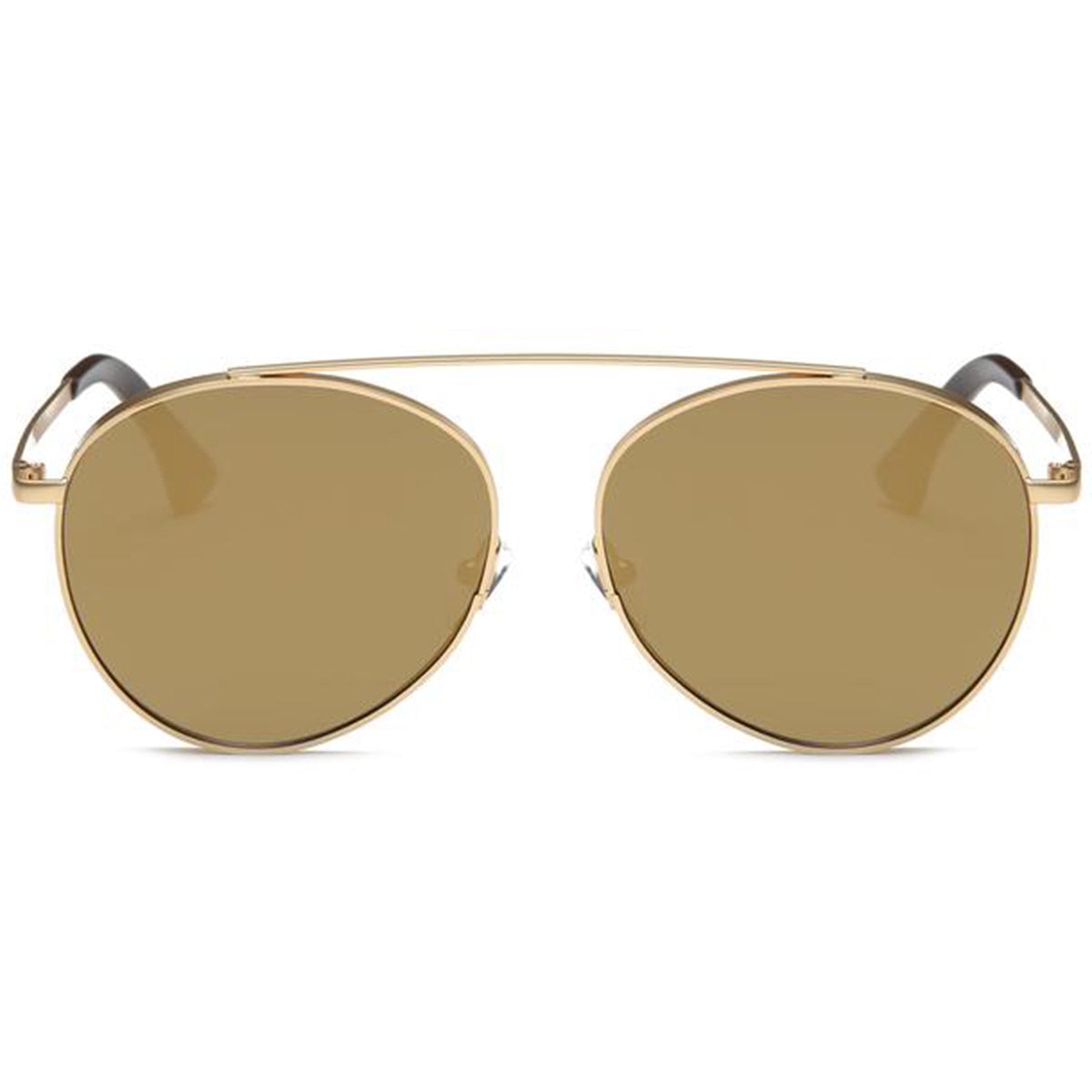 Oversize Retro Modern Round Top Bar Flat Lens Aviator Sunglasses C826