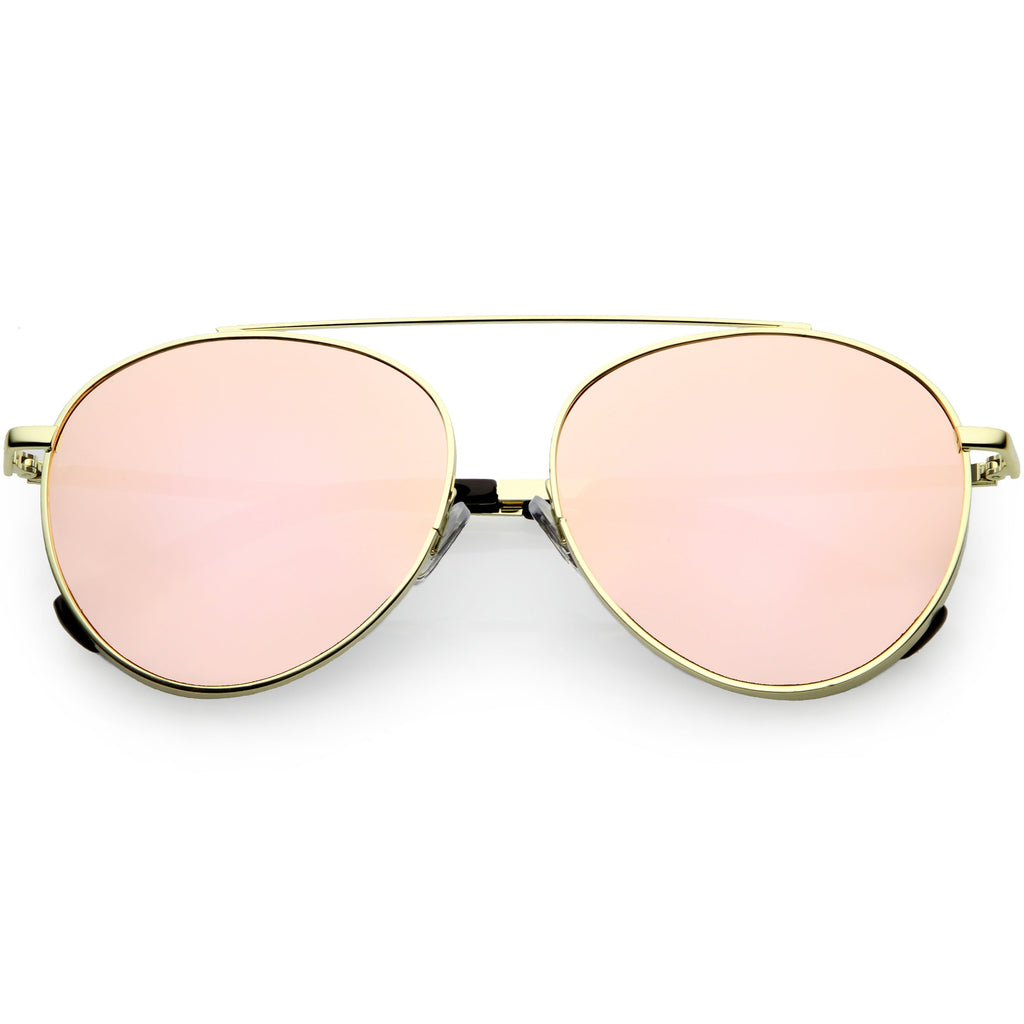 Oversize Retro Modern Round Top Bar Flat Lens Aviator Sunglasses C826