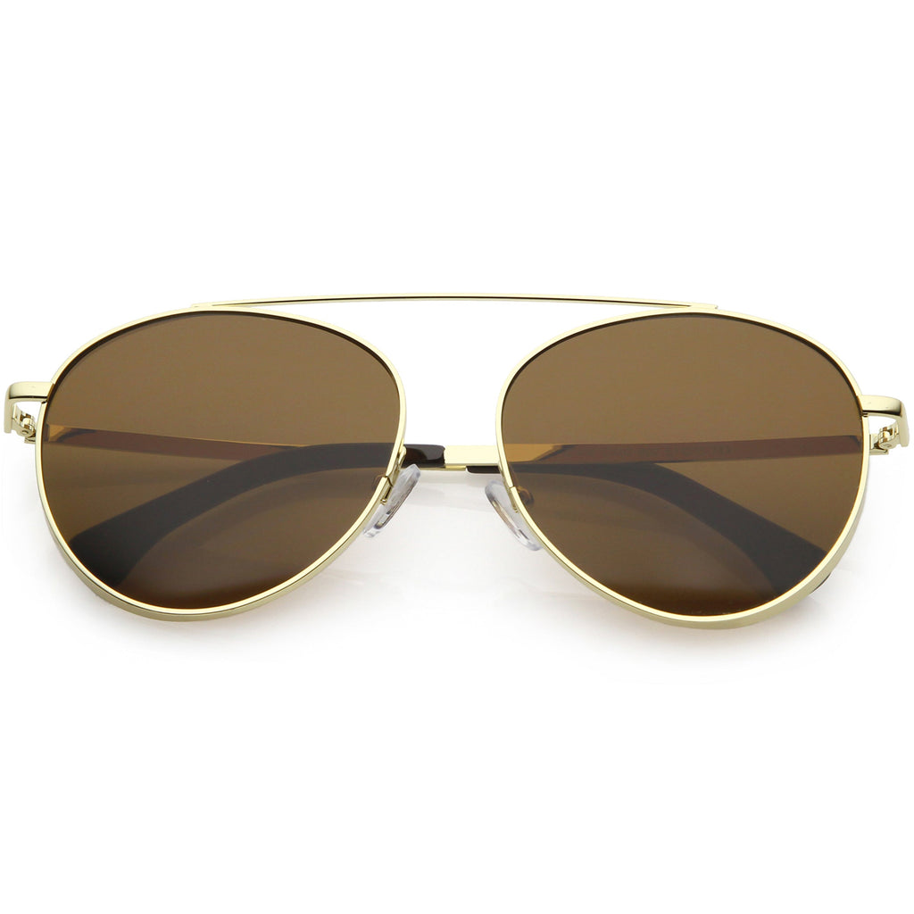 Oversize Retro Modern Round Top Bar Flat Lens Aviator Sunglasses C826