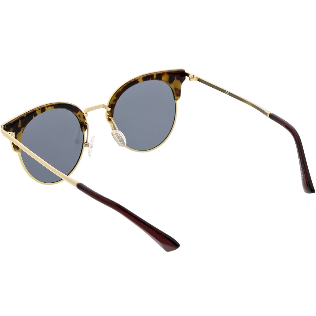 Women's Polarized Round Horned Rim Half Frame Sunglasses C828