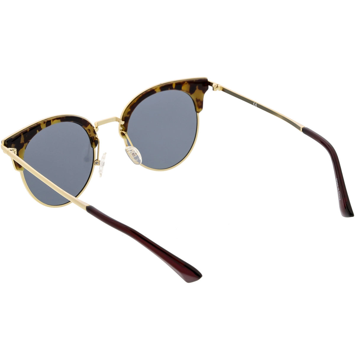 Women's Polarized Round Horned Rim Half Frame Sunglasses C828