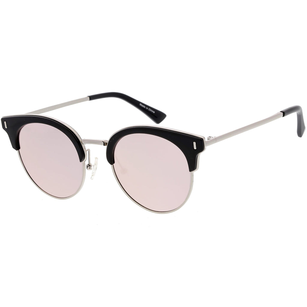 Women's Polarized Round Horned Rim Half Frame Sunglasses C828