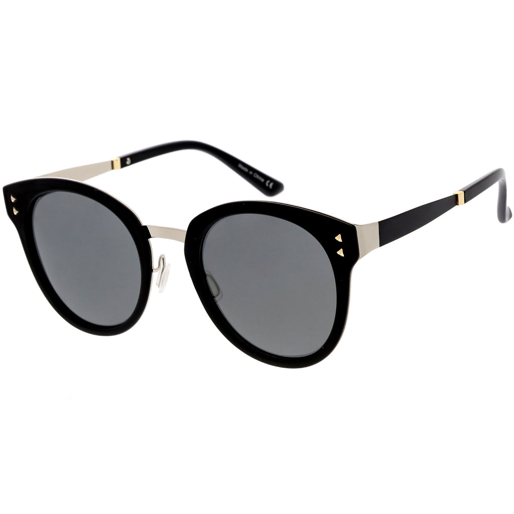 Women's Premium Horned Rim Mirrored Polarized Lens Sunglasses C830