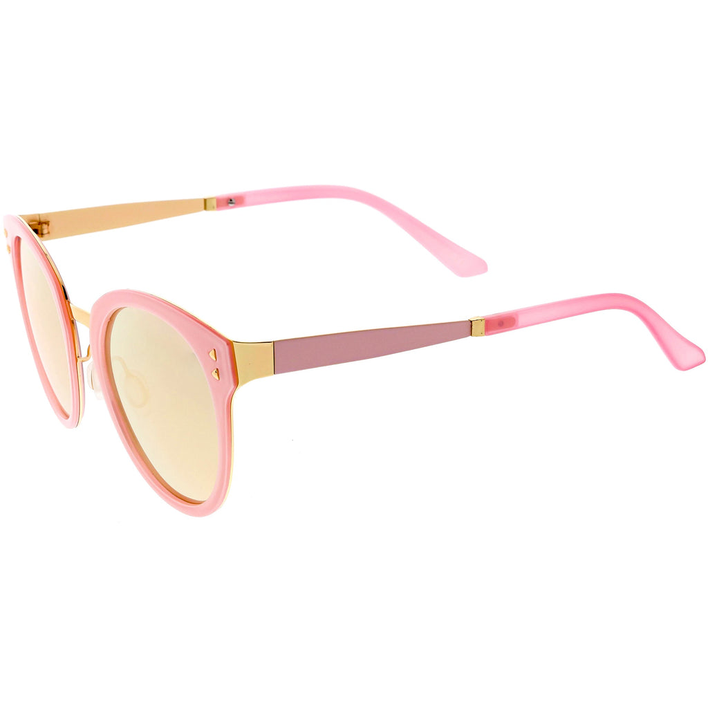 Women's Premium Horned Rim Mirrored Polarized Lens Sunglasses C830