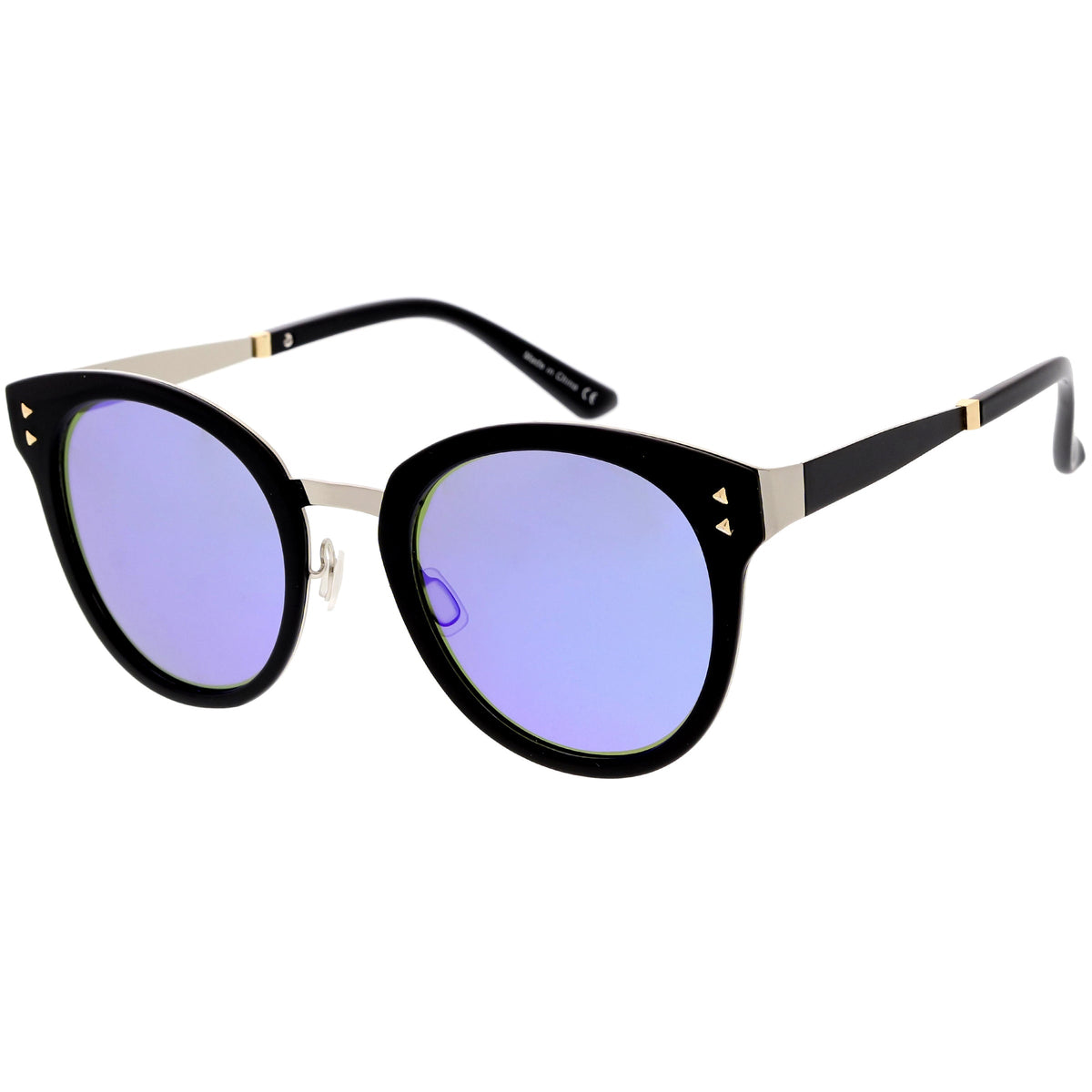Women's Premium Horned Rim Mirrored Polarized Lens Sunglasses C830