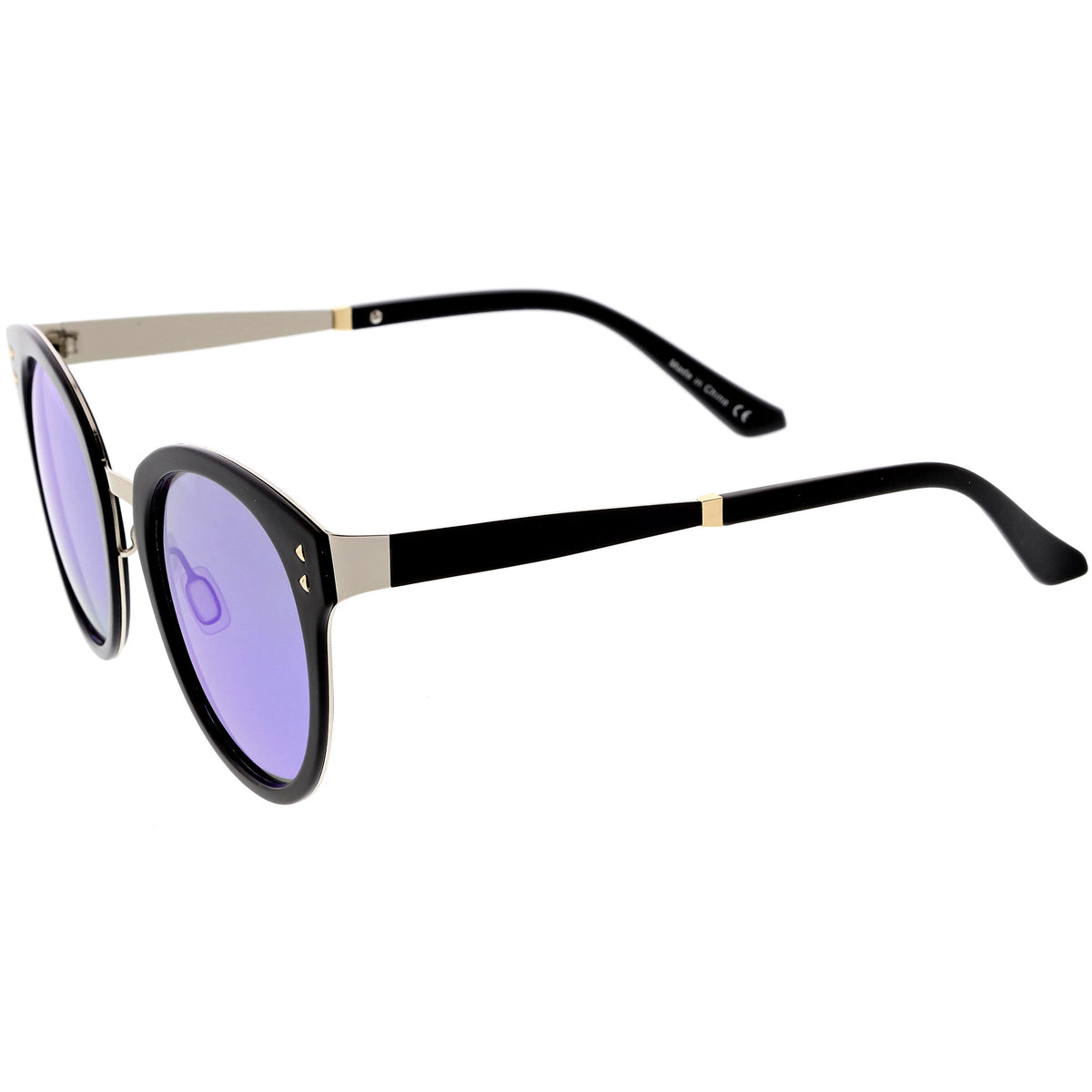 Women's Premium Horned Rim Mirrored Polarized Lens Sunglasses C830