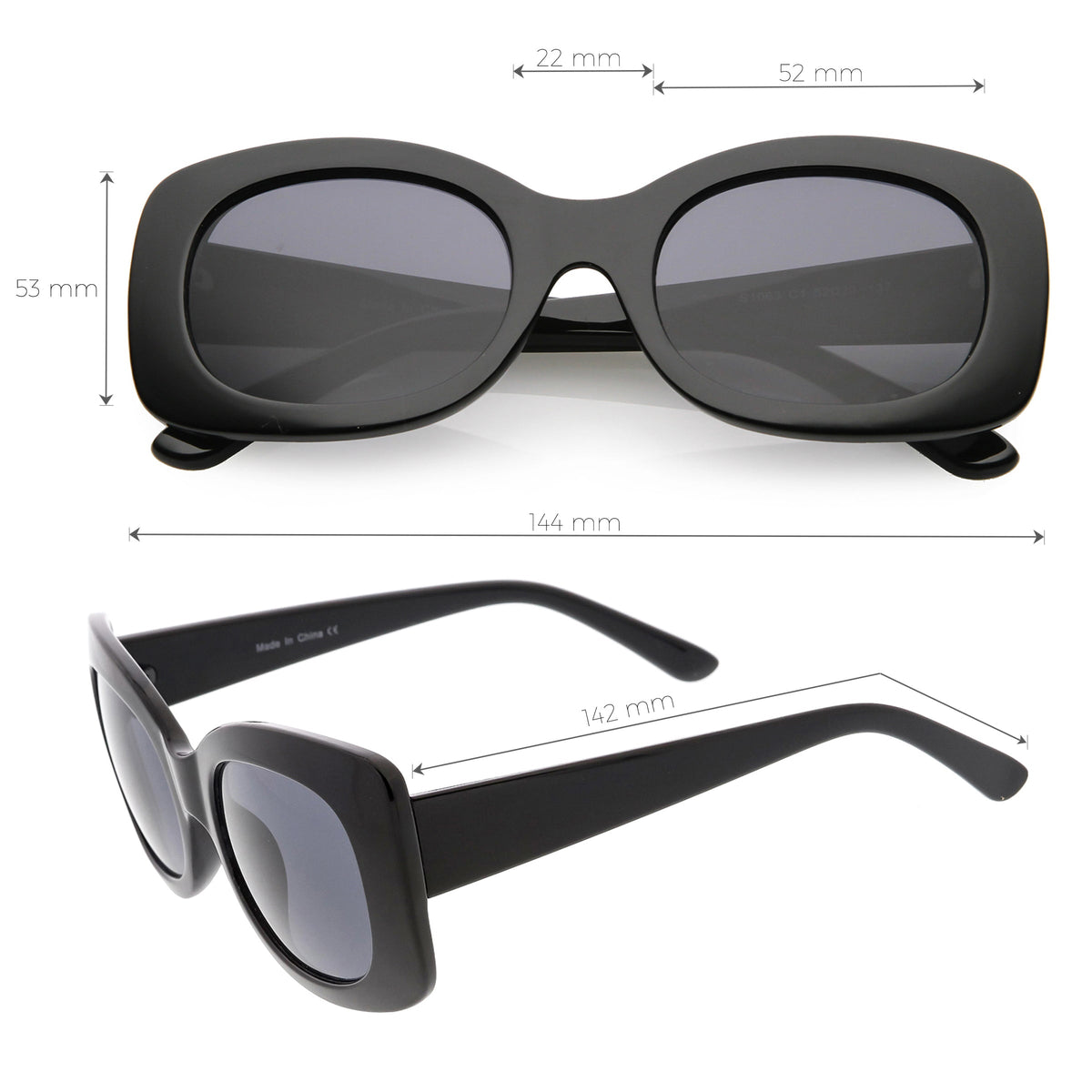 Women's Retro Rectangle 1950's Fashion Sunglasses C832