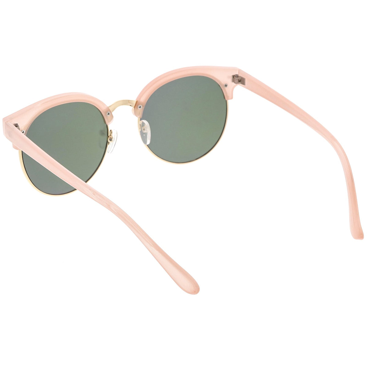 Women's Round Horned Rim Flat Mirrored Len Sunglasses C839