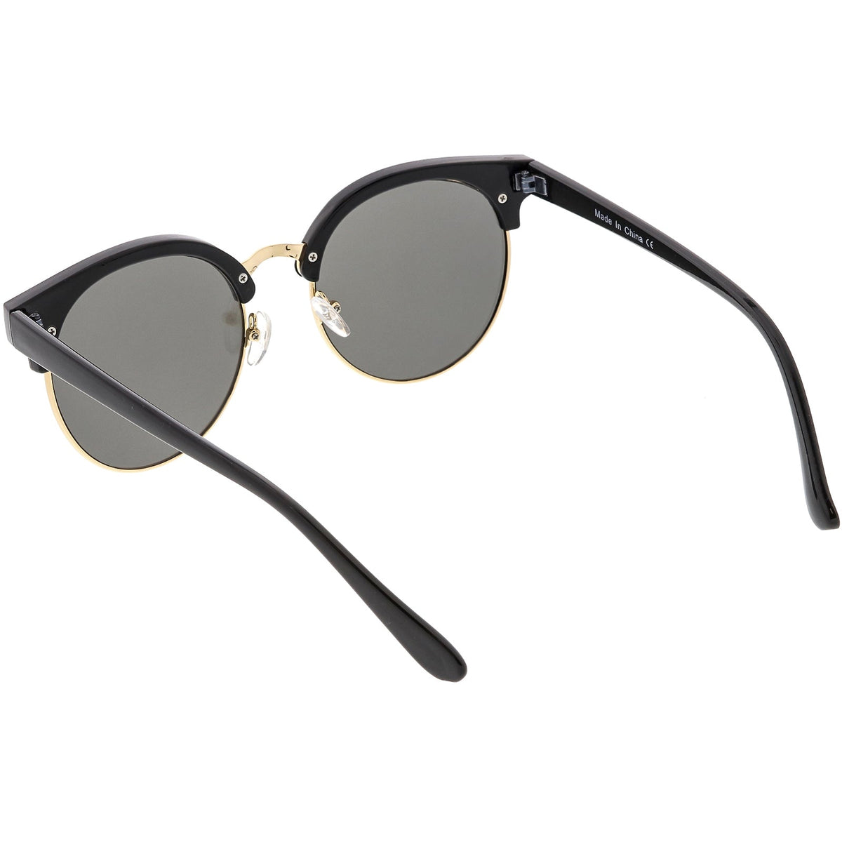 Women's Round Horned Rim Flat Mirrored Len Sunglasses C839
