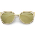 Women's Oversize Round Flat Mirrored Lens Cat Eye Sunglasses C841