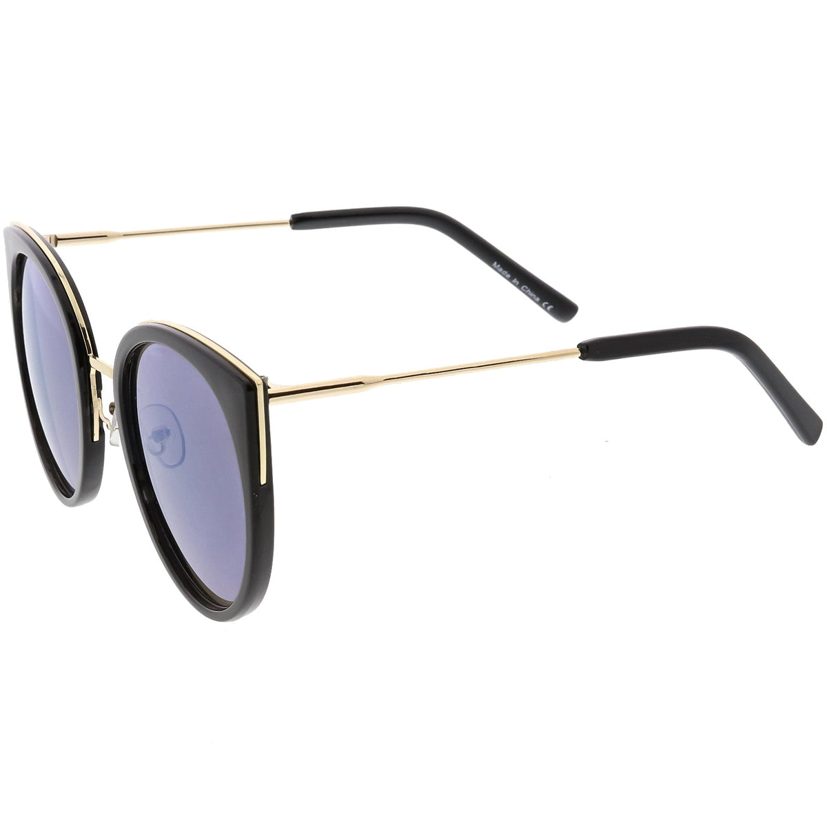 Women's Oversize Round Flat Mirrored Lens Cat Eye Sunglasses C841