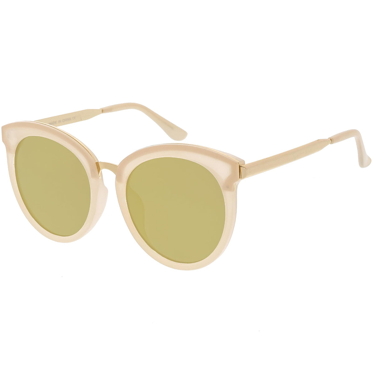 Women's Oversize Round Cat Eye Mirrored Flat Lens Sunglasses C842