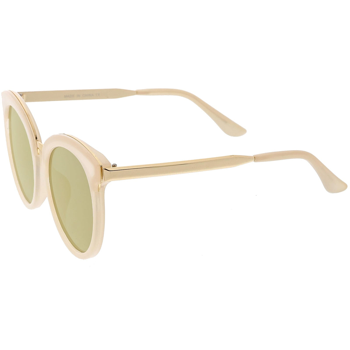 Women's Oversize Round Cat Eye Mirrored Flat Lens Sunglasses C842