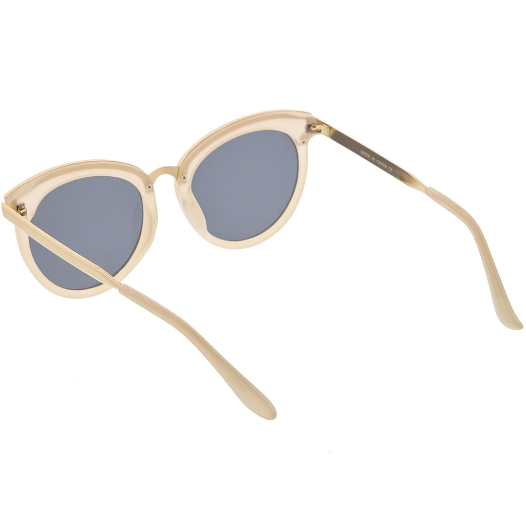 Women's Oversize Round Cat Eye Mirrored Flat Lens Sunglasses C842