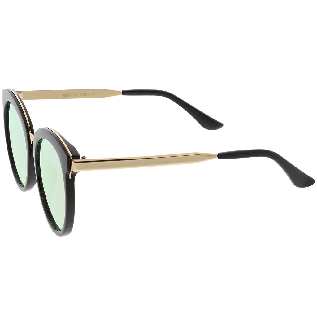 Women's Oversize Round Cat Eye Mirrored Flat Lens Sunglasses C842