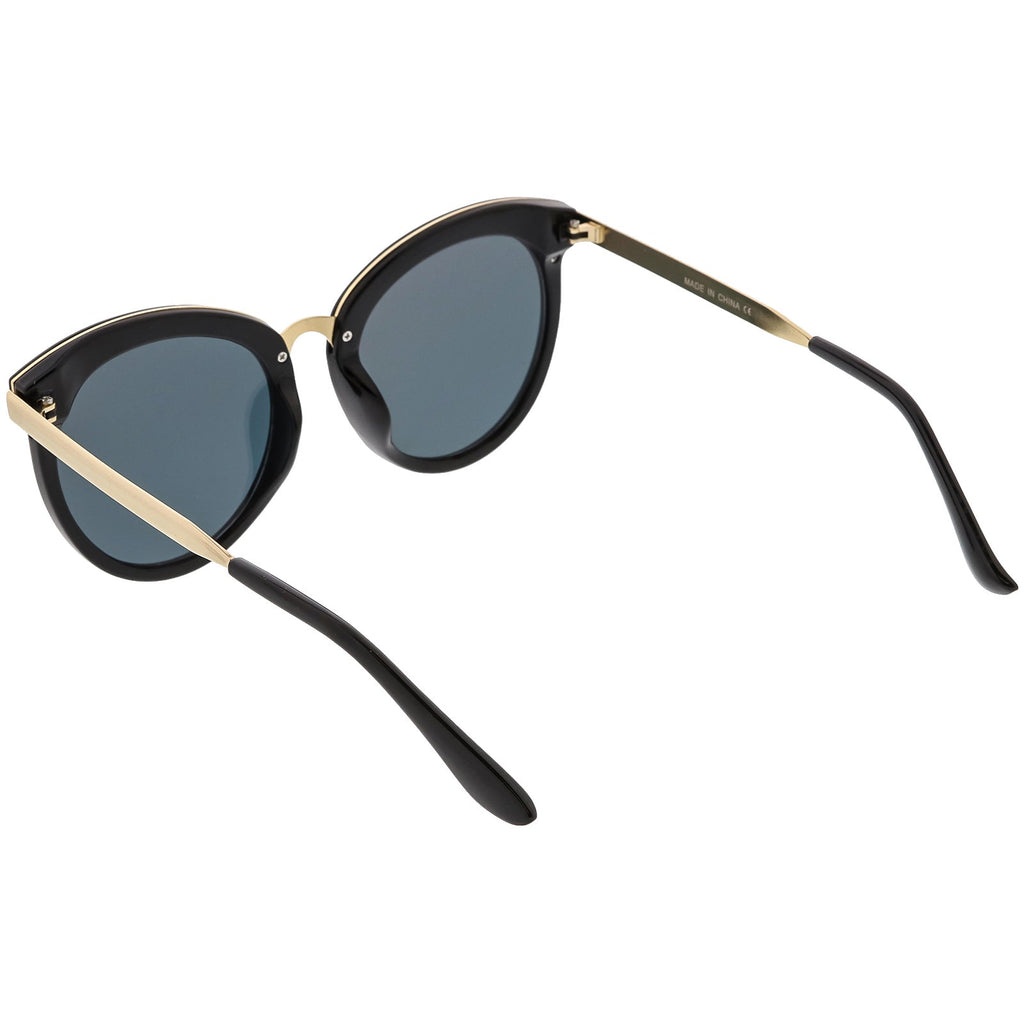 Women's Oversize Round Cat Eye Mirrored Flat Lens Sunglasses C842