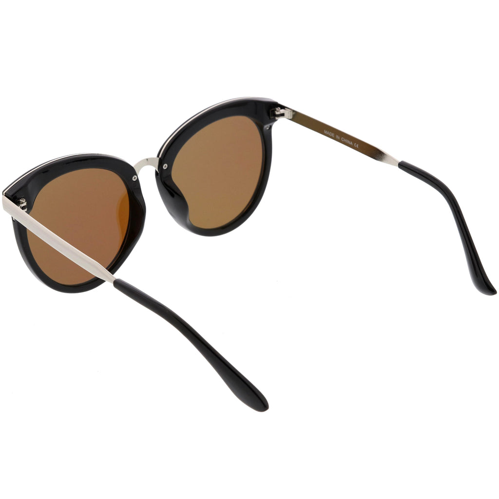 Women's Oversize Round Cat Eye Mirrored Flat Lens Sunglasses C842